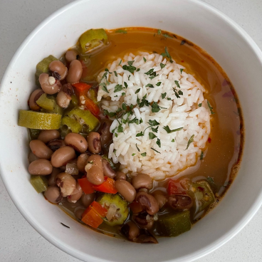 Black Eyed Peas and Okra