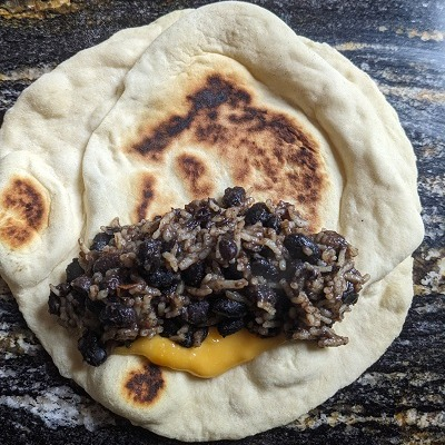 Tortillas with beans and vegan cheese